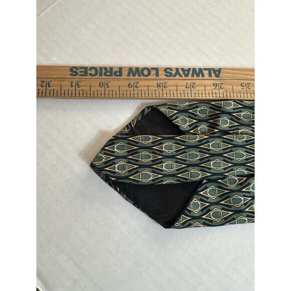 Paolo by Paolo Gucci Men's Neck Tie Green/Gold Geometric Italy 100% Silk Preppy - Picture 12 of 15